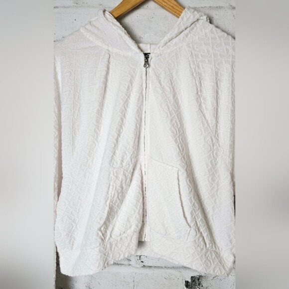 Victoria Secret On Point White Terrycloth Cropped Zip-Up Hoodie - Picture 3 of 9